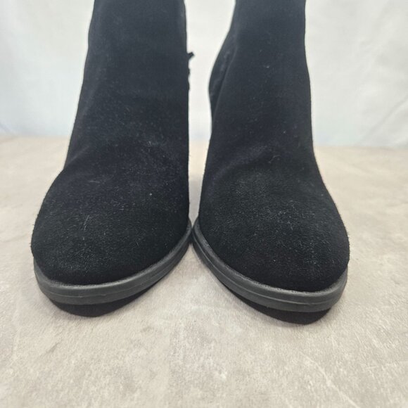 Steve Madden Ankle Boots Womens 7 Black Suede Chunky Block Heel Western Booties - Picture 4 of 10